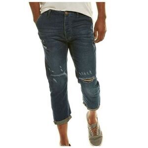 One Teaspoon Blue Indigo Tapered Relaxed Distressed Linen Mr Browns Jeans